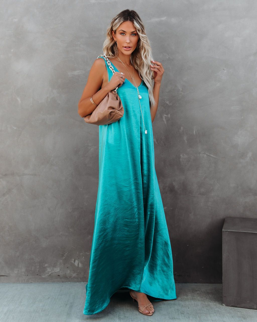 Empire Satin Maxi Dress - Aqua - FINAL SALE sold by Vici product image thumbnail 9