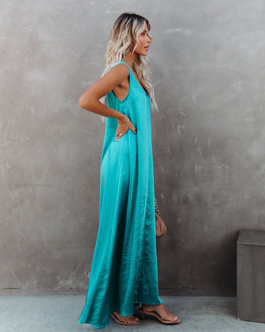 Empire Satin Maxi Dress - Aqua - FINAL SALE sold by Vici product image thumbnail 10