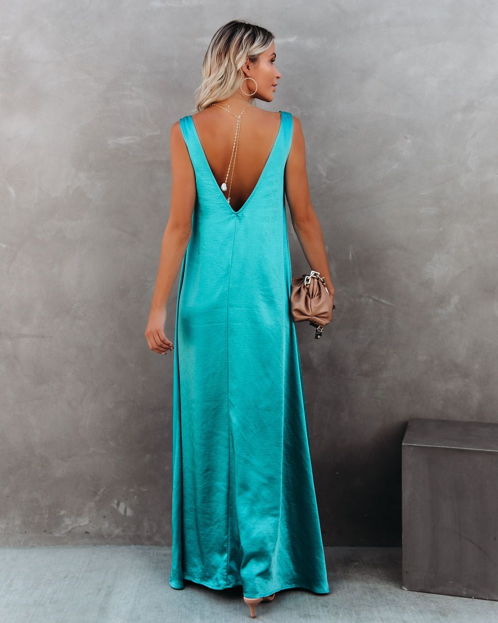 Empire Satin Maxi Dress - Aqua - FINAL SALE sold by Vici product image thumbnail 2