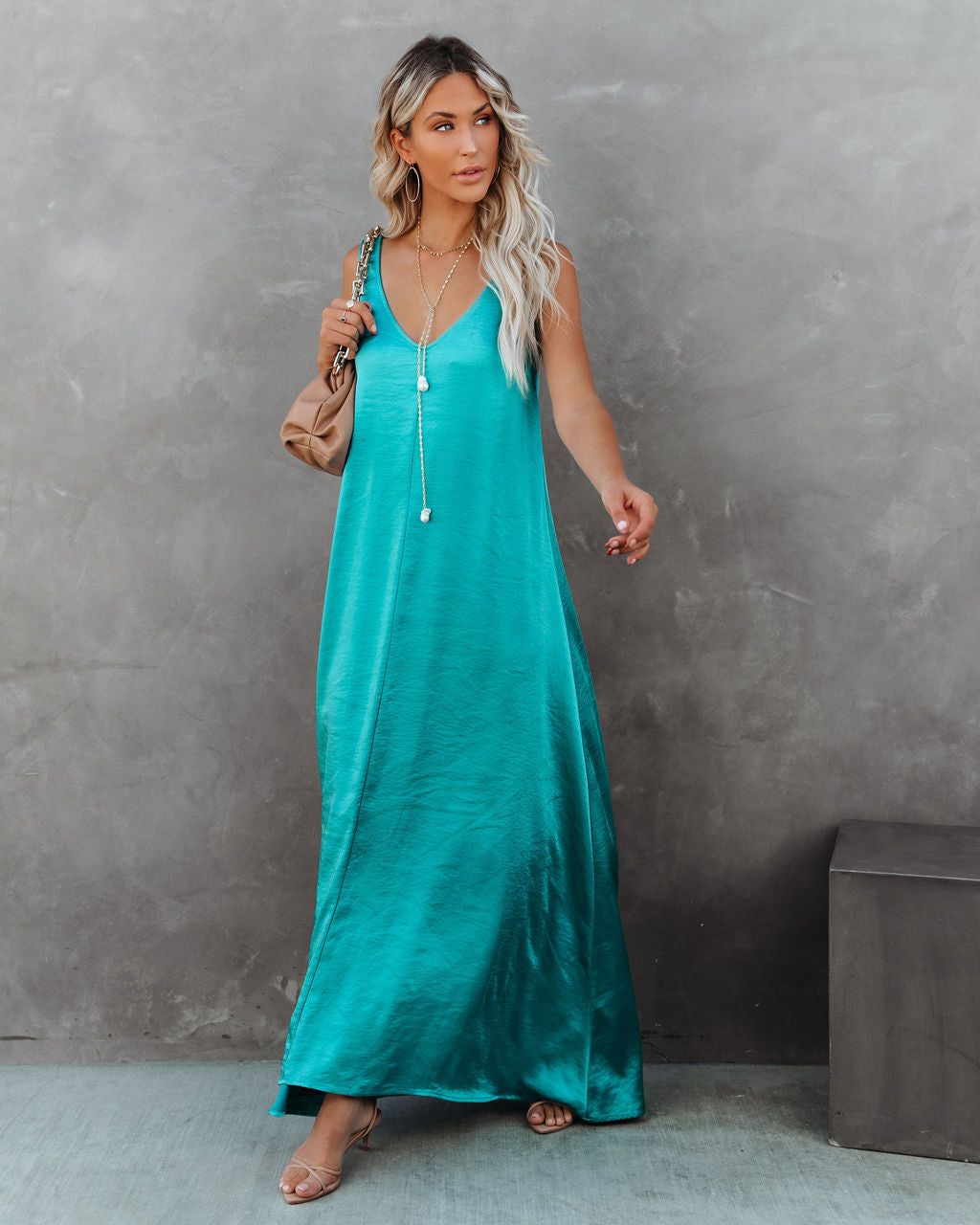 Empire Satin Maxi Dress - Aqua - FINAL SALE sold by Vici product image thumbnail 7