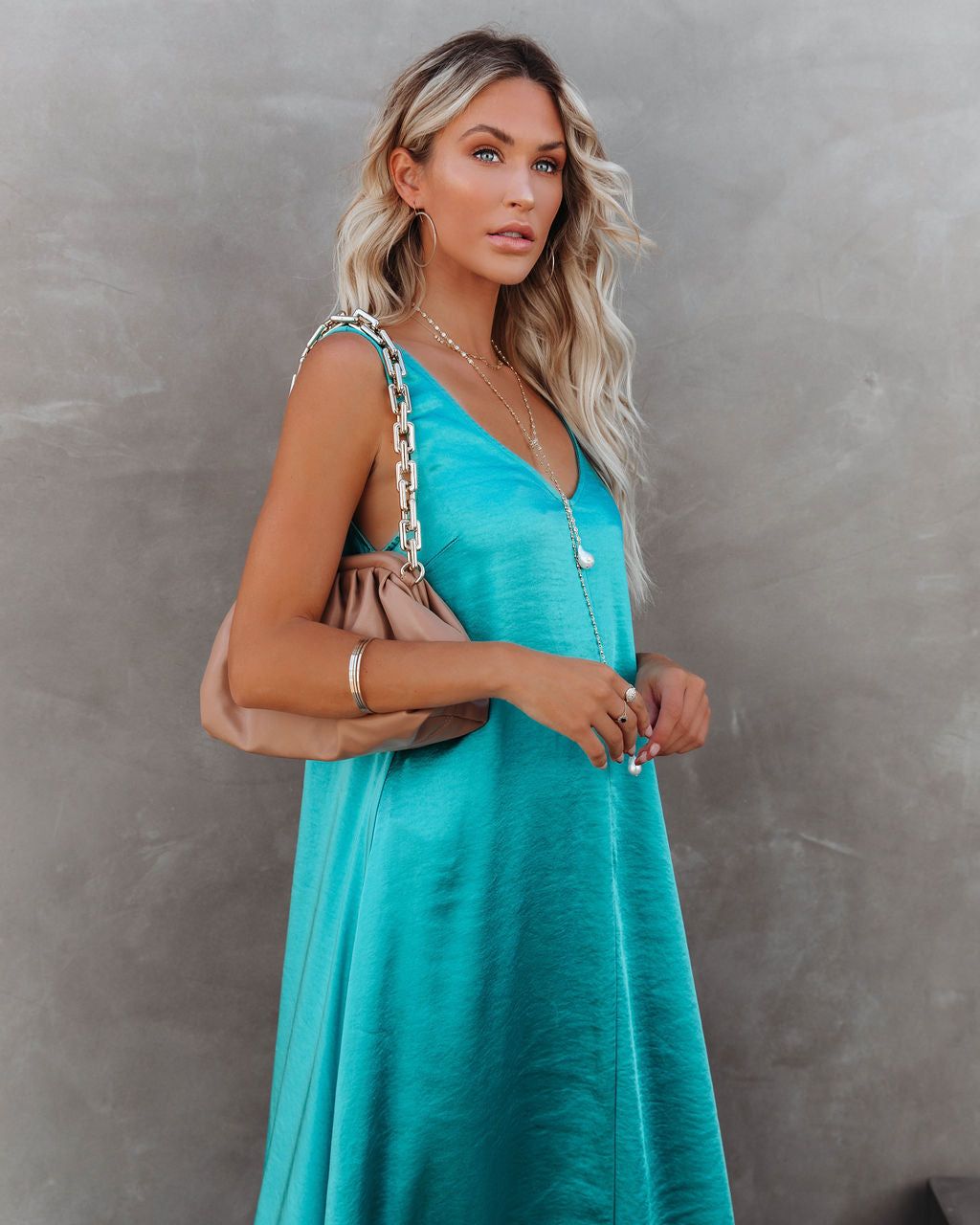 Empire Satin Maxi Dress - Aqua - FINAL SALE sold by Vici product image thumbnail 8