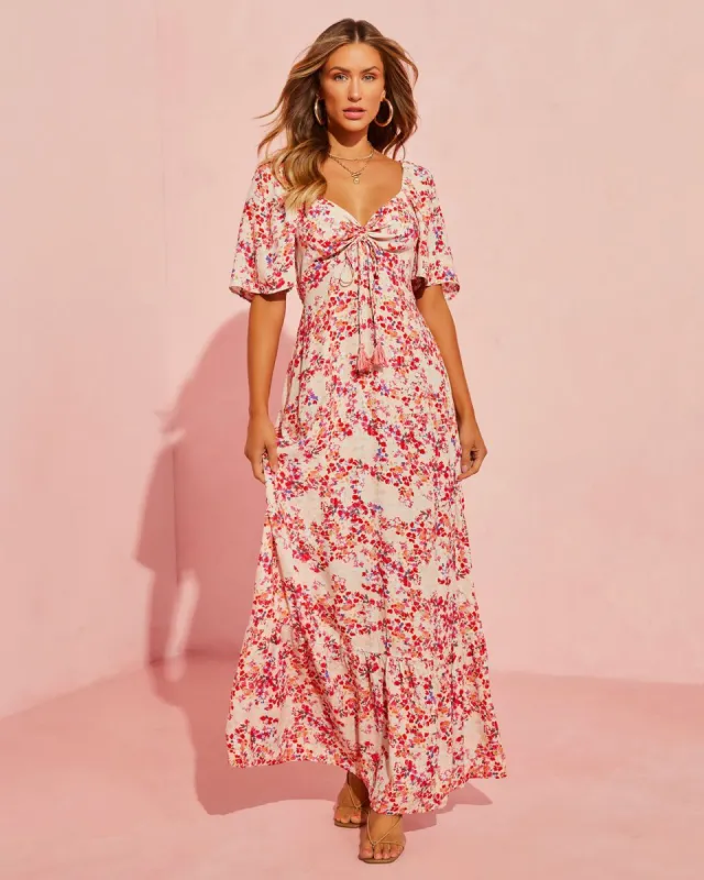 Keana Floral Maxi Dress - Blush/Red - LAST CHANCE sold by Vici