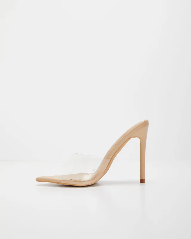 Jamelia Open Toe Clear Strap Pumps - Nude - FINAL SALE made by Vici