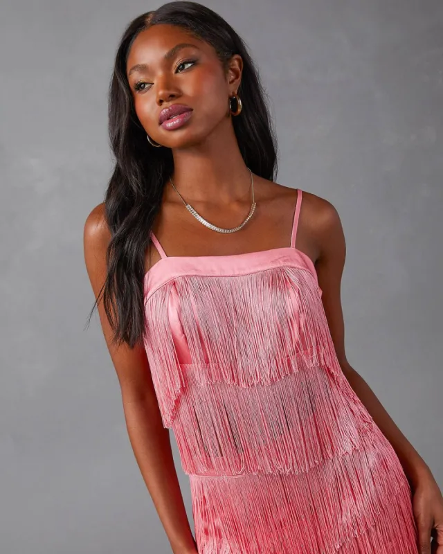 Erini Fringe Crop Tank - Pink - FINAL SALE made by Vici