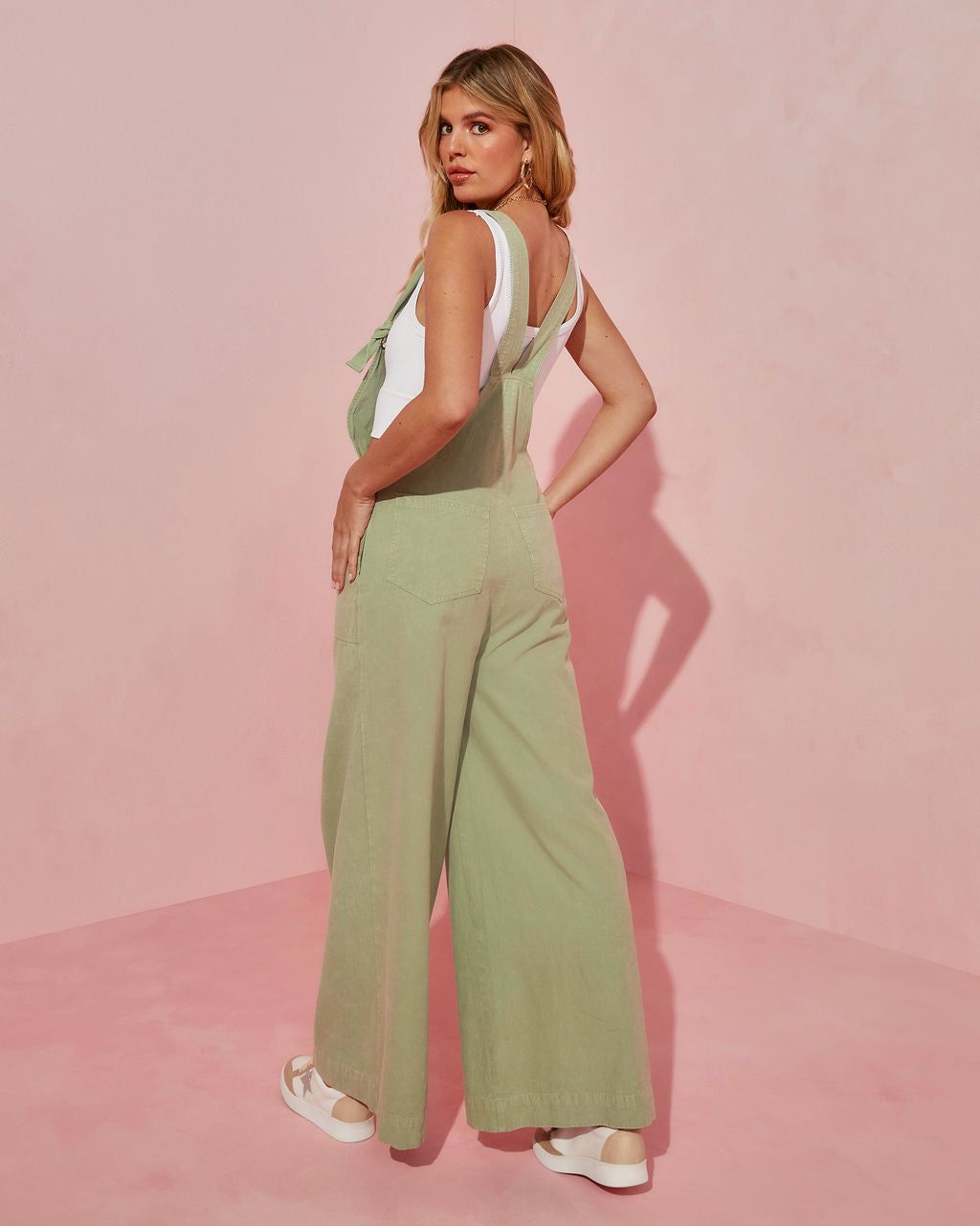 Anza Cotton Pocketed Overalls - Olive - FINAL SALE sold by Vici product image thumbnail 3