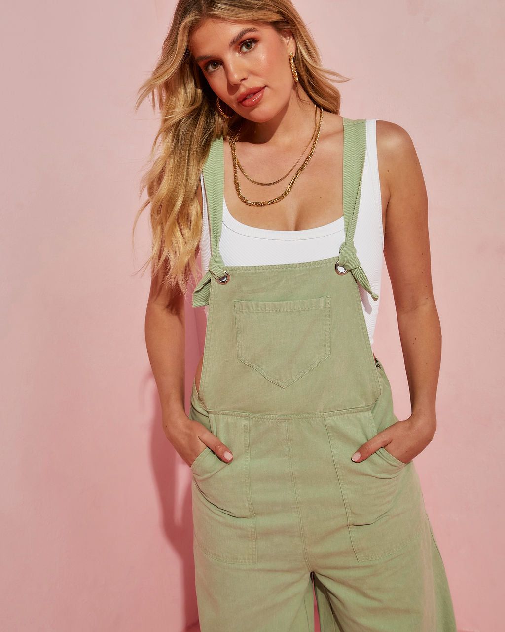 Anza Cotton Pocketed Overalls - Olive - FINAL SALE sold by Vici product image thumbnail 6