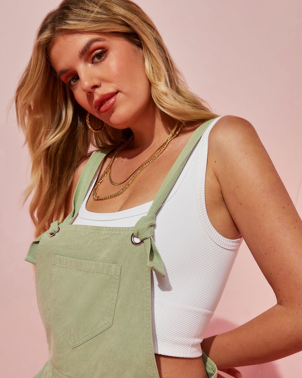 Anza Cotton Pocketed Overalls - Olive - FINAL SALE sold by Vici product image thumbnail 2