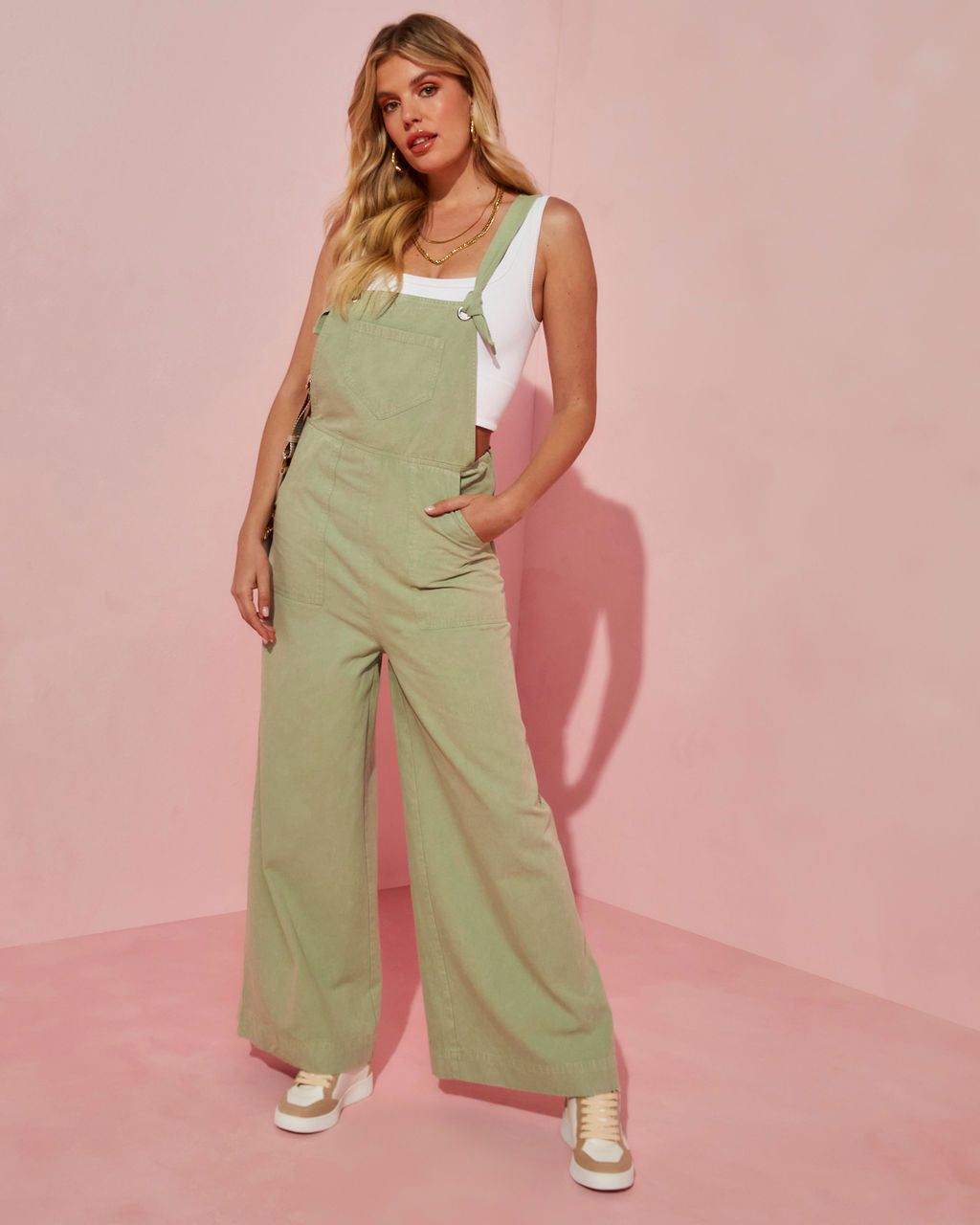 Anza Cotton Pocketed Overalls - Olive - FINAL SALE sold by Vici
