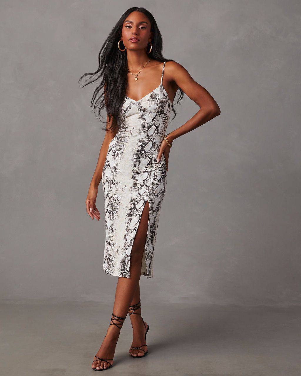 Seraphina Sleeveless Snake Print Midi Dress sold by Vici product image thumbnail 2