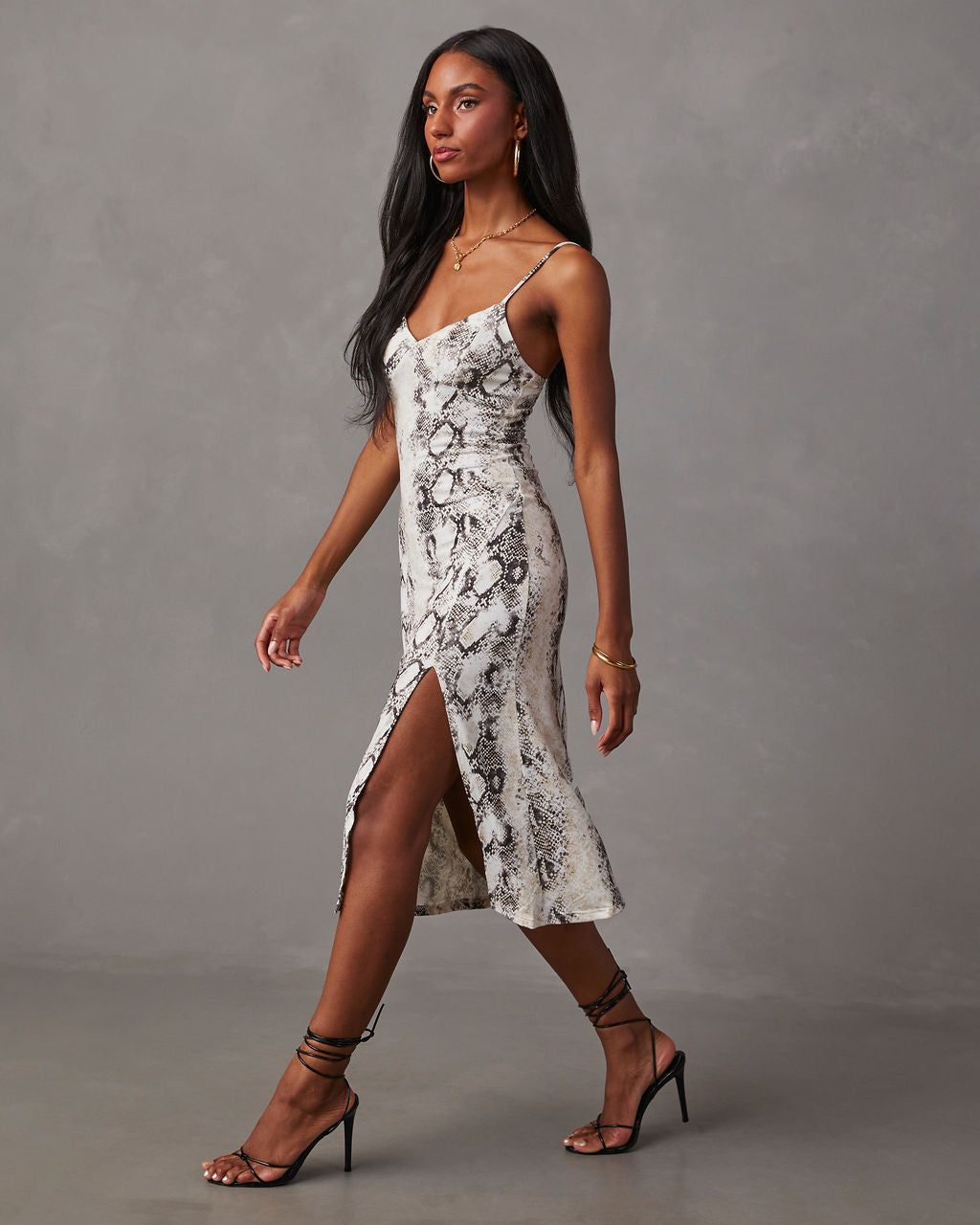 Seraphina Sleeveless Snake Print Midi Dress sold by Vici product image thumbnail 3