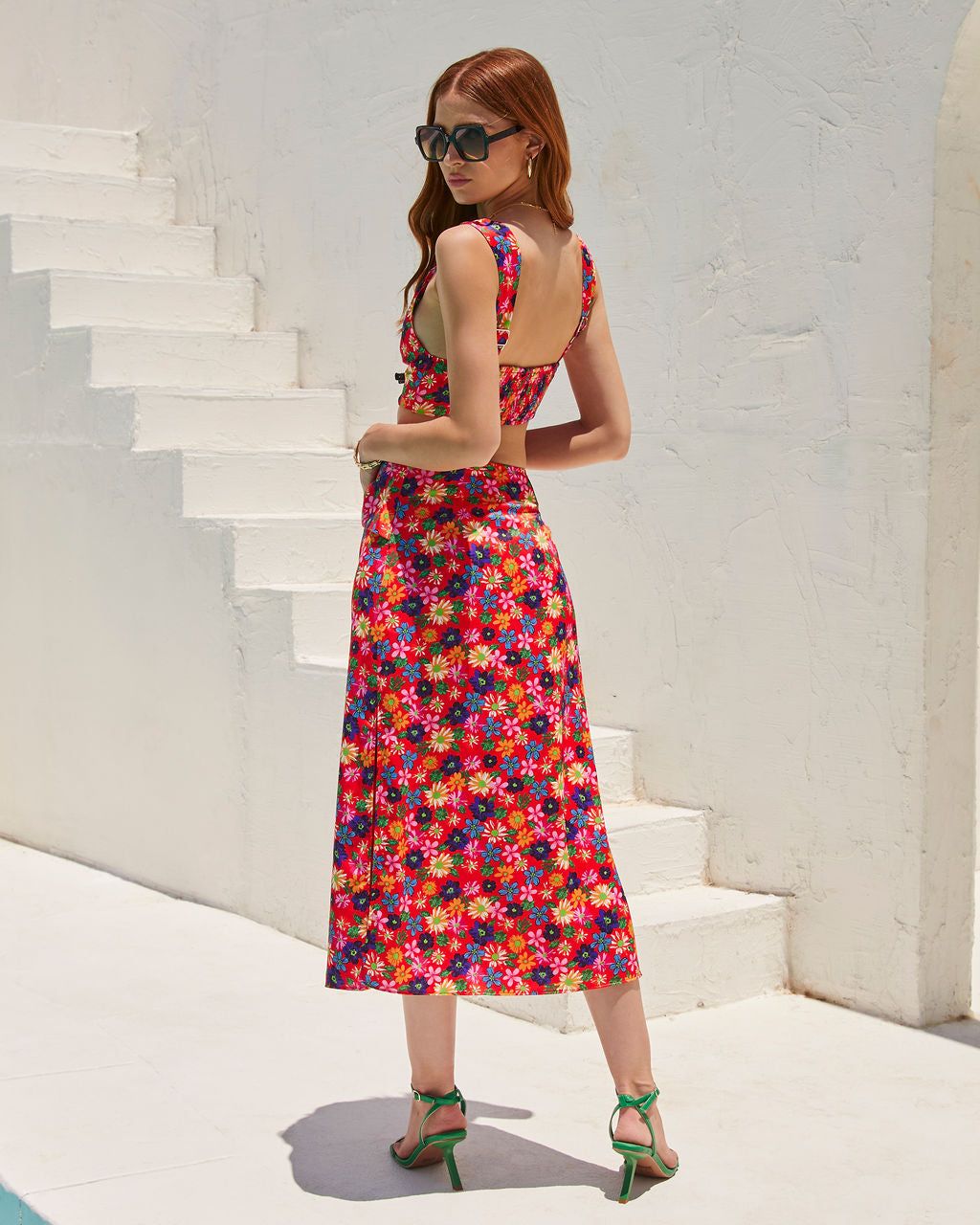 Enamorada Floral Midi Skirt - Red/Multi - FINAL SALE sold by Vici product image thumbnail 4