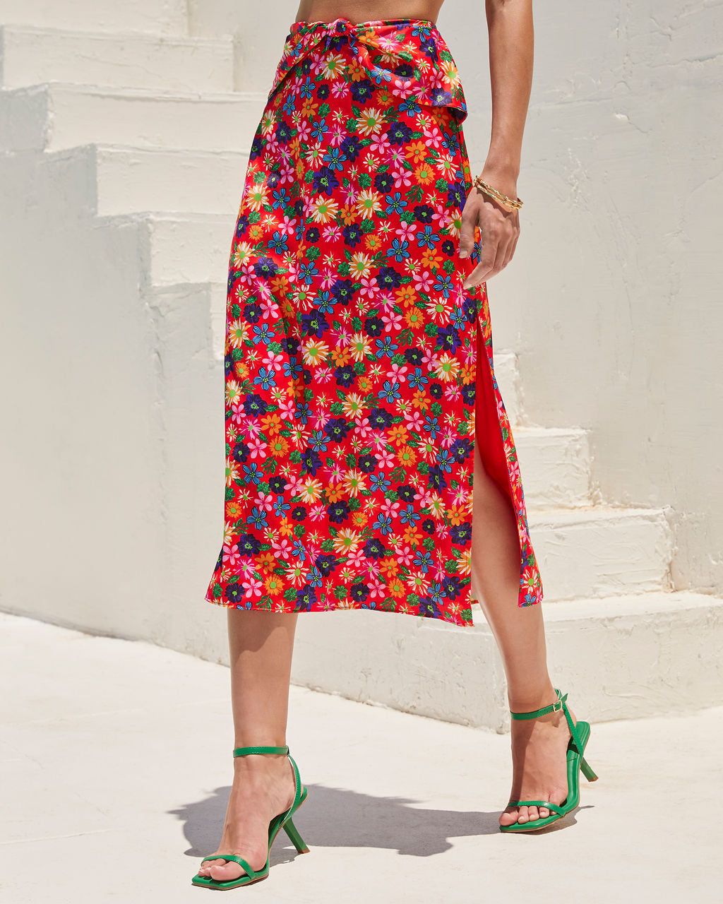 Enamorada Floral Midi Skirt - Red/Multi - FINAL SALE sold by Vici product image thumbnail 6