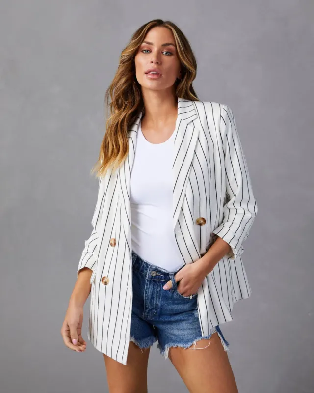 Paraphrase Pocketed Striped Blazer - SALE made by Vici