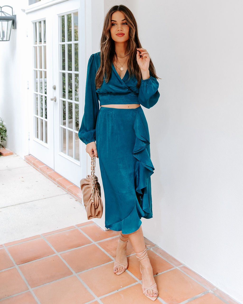 Penthouse Satin Ruffle Midi Skirt - FINAL SALE sold by Vici product image thumbnail 8