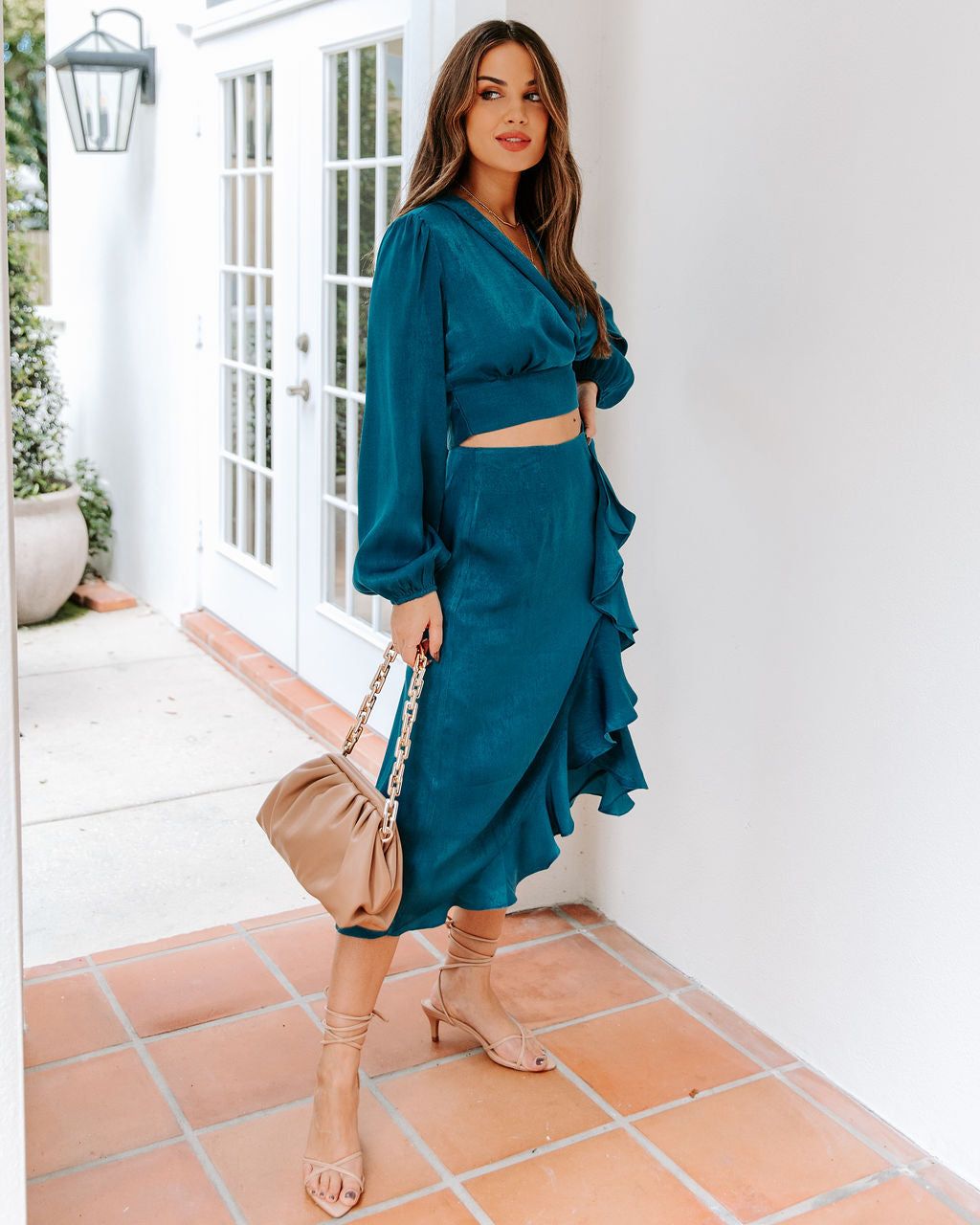 Penthouse Satin Ruffle Midi Skirt - FINAL SALE sold by Vici product image thumbnail 10