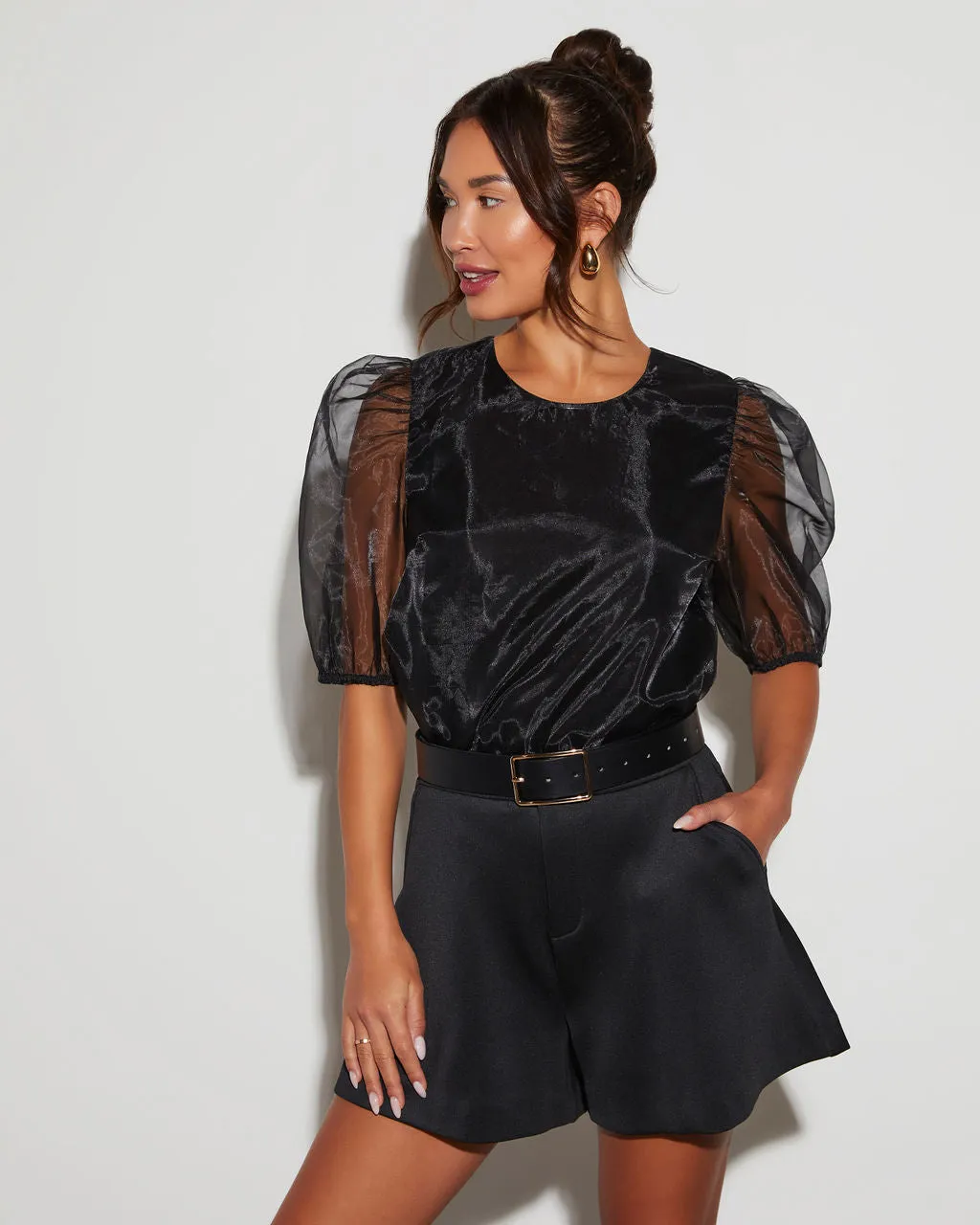 Irina Sheer Puff Short Sleeve Top sold by Vici