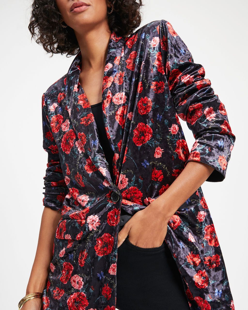 One Final Rose Pocketed Velvet Blazer sold by Vici product image thumbnail 2