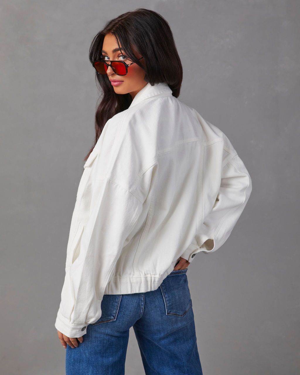 Josie Pocketed Vintage Denim Jacket - White sold by Vici product image thumbnail 4