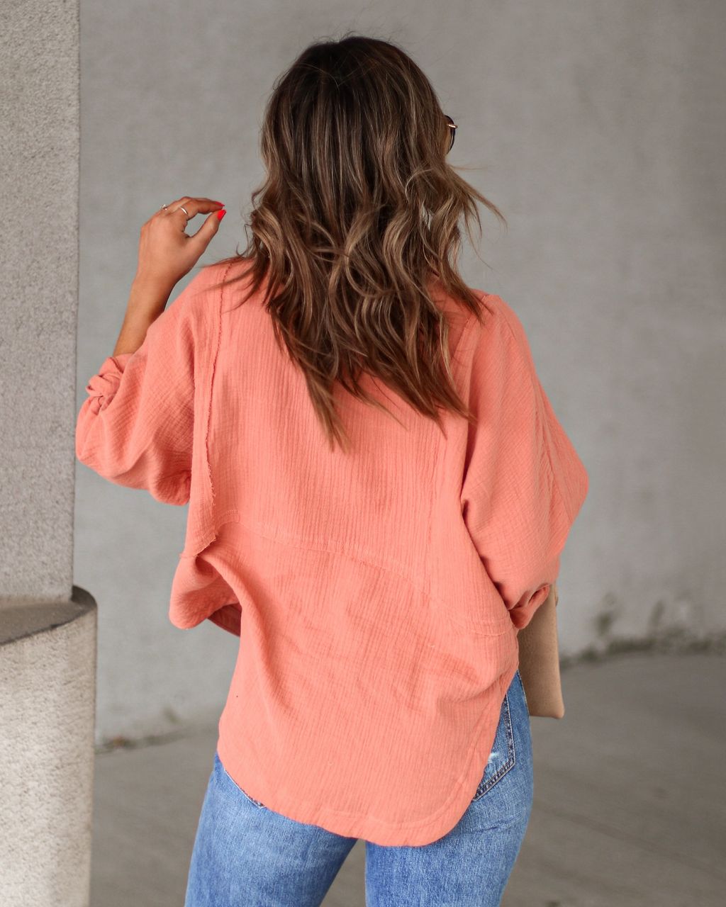 Clarita Cotton Button Down Top - Clay - FINAL SALE sold by Vici product image thumbnail 4