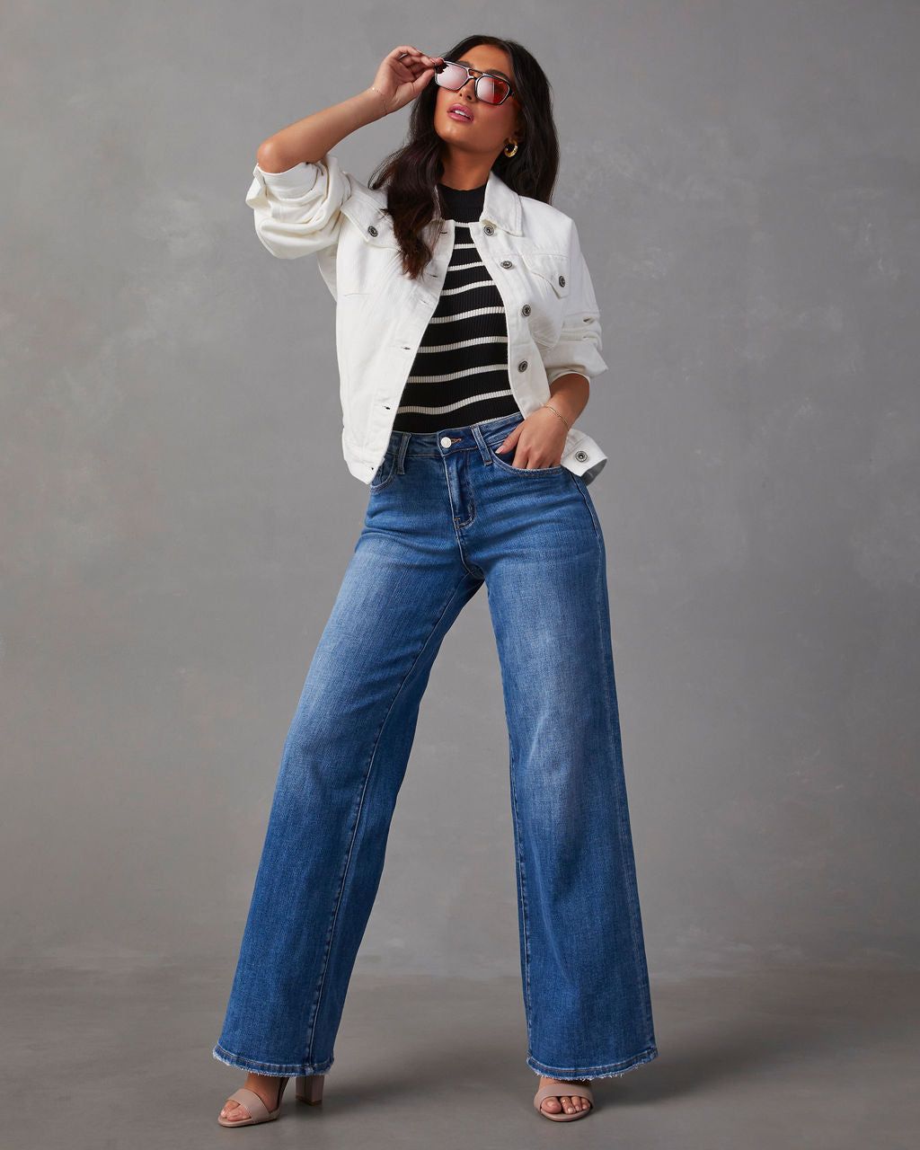 Josie Pocketed Vintage Denim Jacket - White sold by Vici product image thumbnail 6