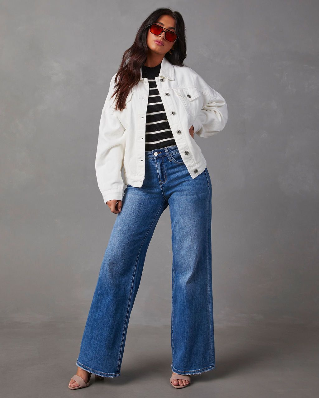 Josie Pocketed Vintage Denim Jacket - White sold by Vici product image thumbnail 2