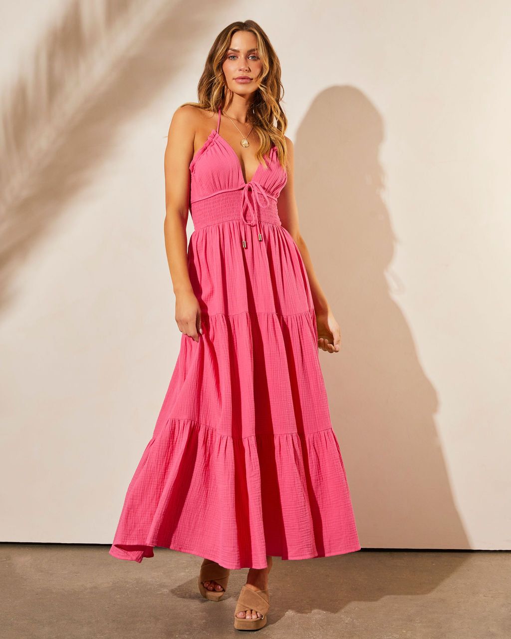 Rosine Tiered Maxi Dress - Hot Pink - FINAL SALE sold by Vici product image thumbnail 5