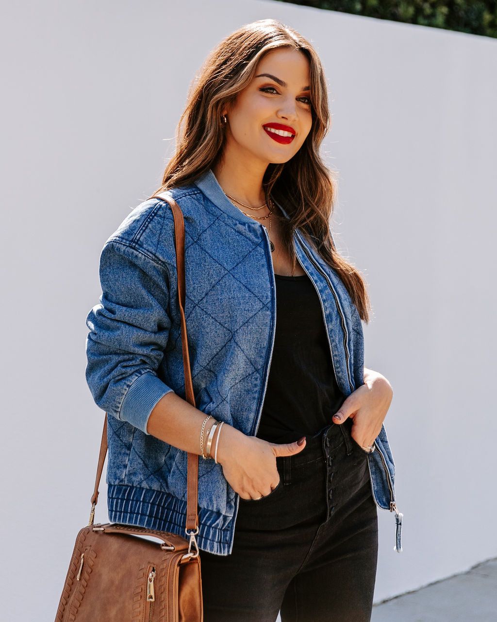 Mac Pocketed Quilted Denim Bomber Jacket - FINAL SALE sold by Vici product image thumbnail 10