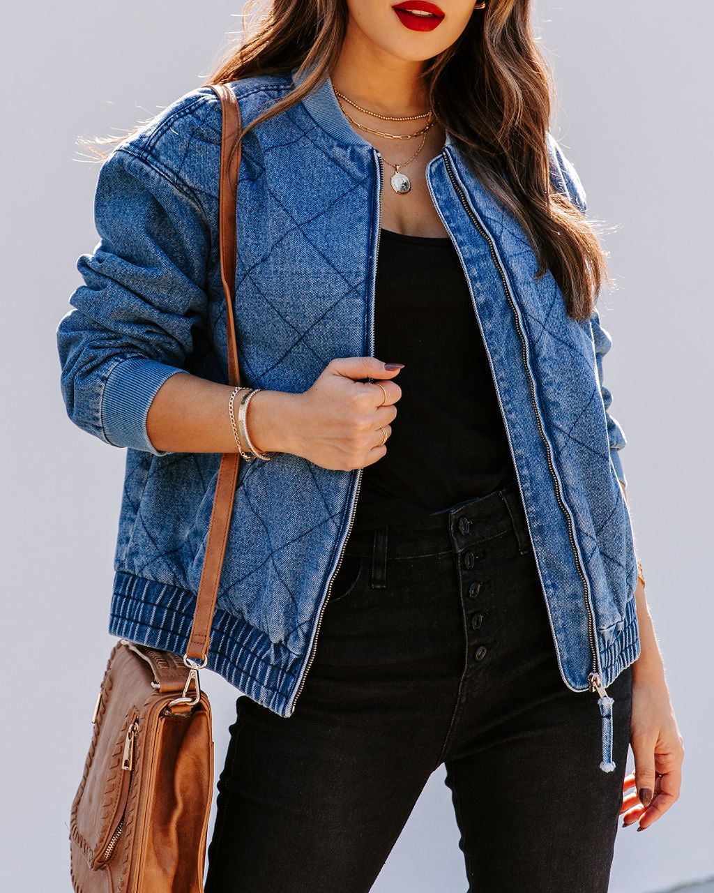 Mac Pocketed Quilted Denim Bomber Jacket - FINAL SALE sold by Vici product image thumbnail 5