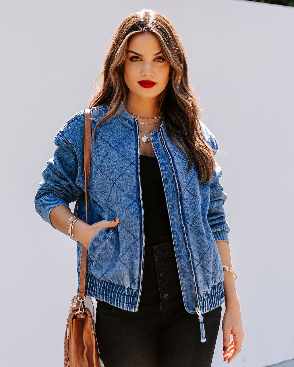 Mac Pocketed Quilted Denim Bomber Jacket - FINAL SALE sold by Vici product image thumbnail 6