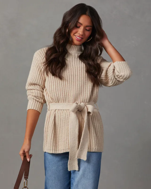 Wixson Belted Mock Neck Sweater sold by Vici