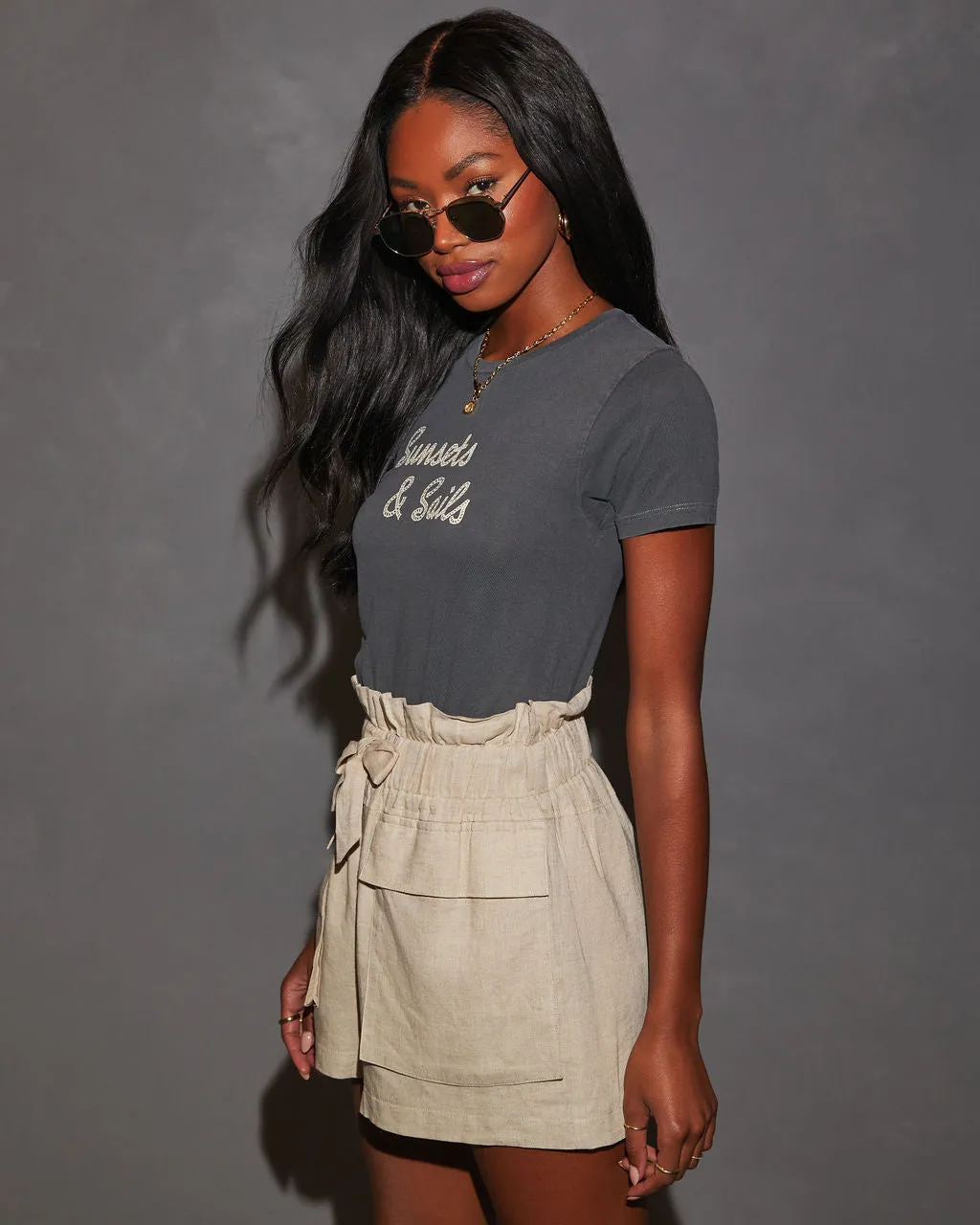 Sunsets And Sails Graphic Tee sold by Vici product image thumbnail 3