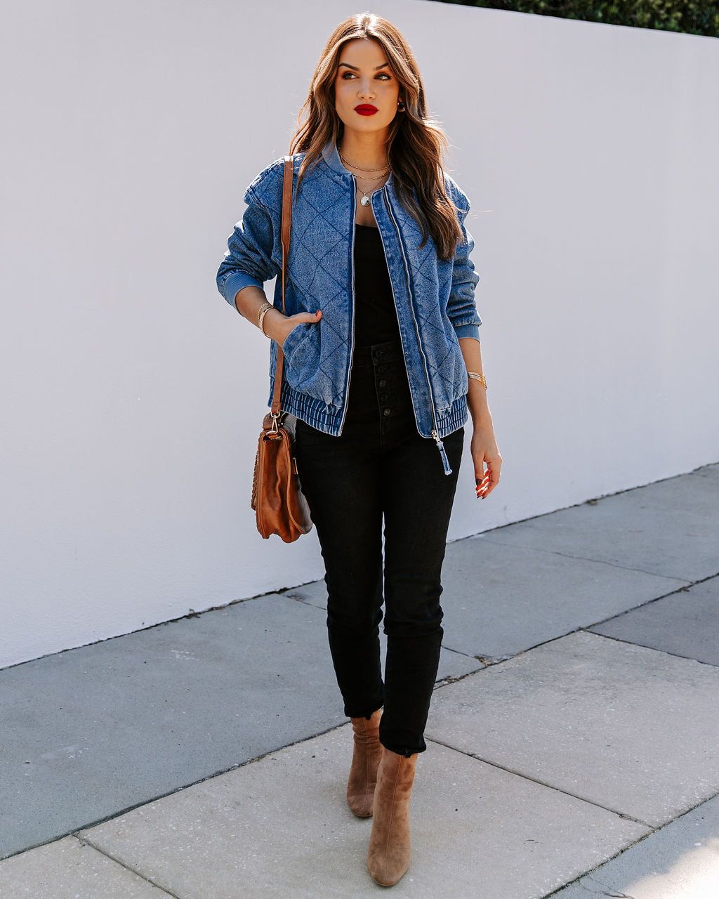 Mac Pocketed Quilted Denim Bomber Jacket - FINAL SALE sold by Vici