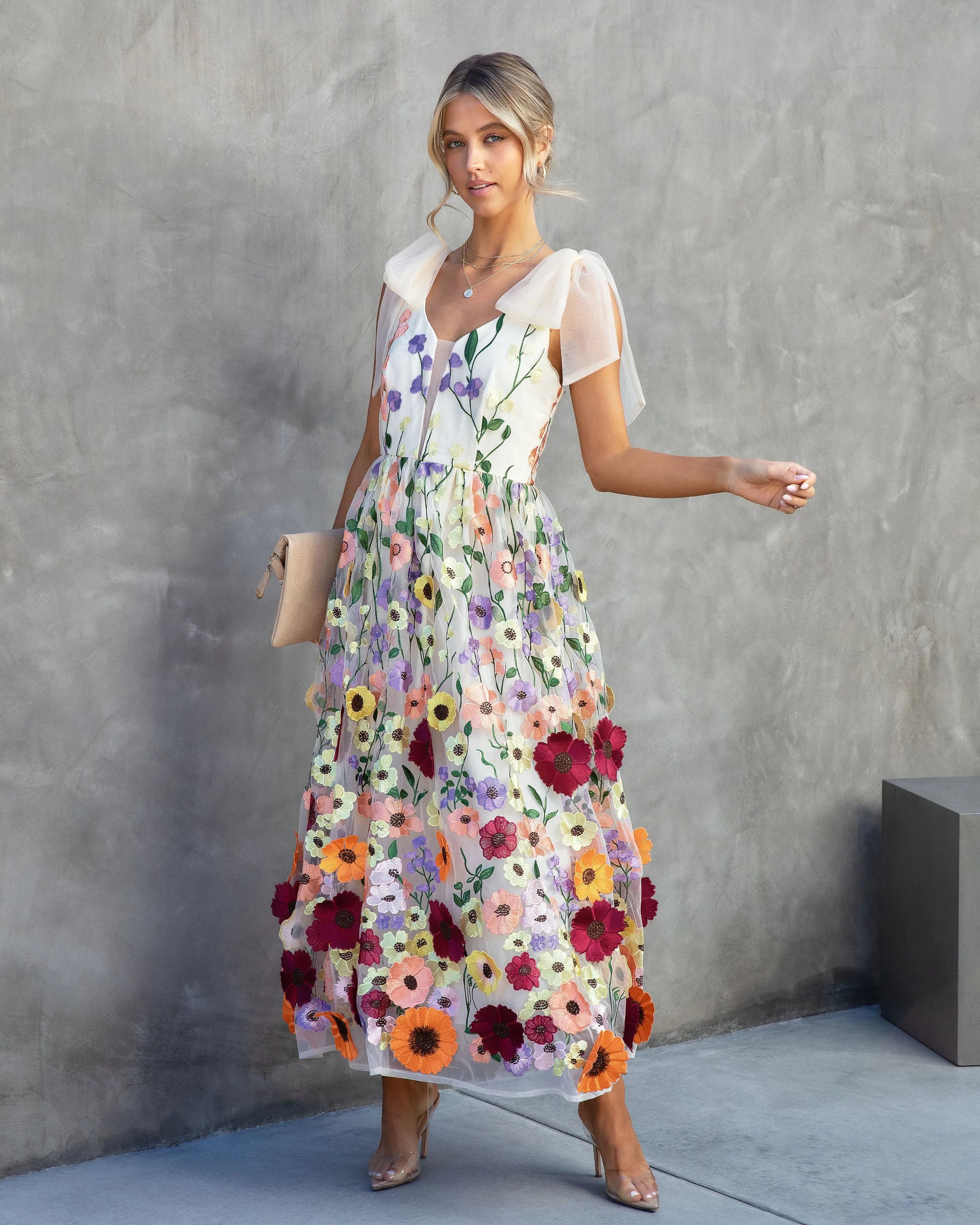 Wish Upon A Dream Floral Applique Midi Dress sold by Vici product image thumbnail 3