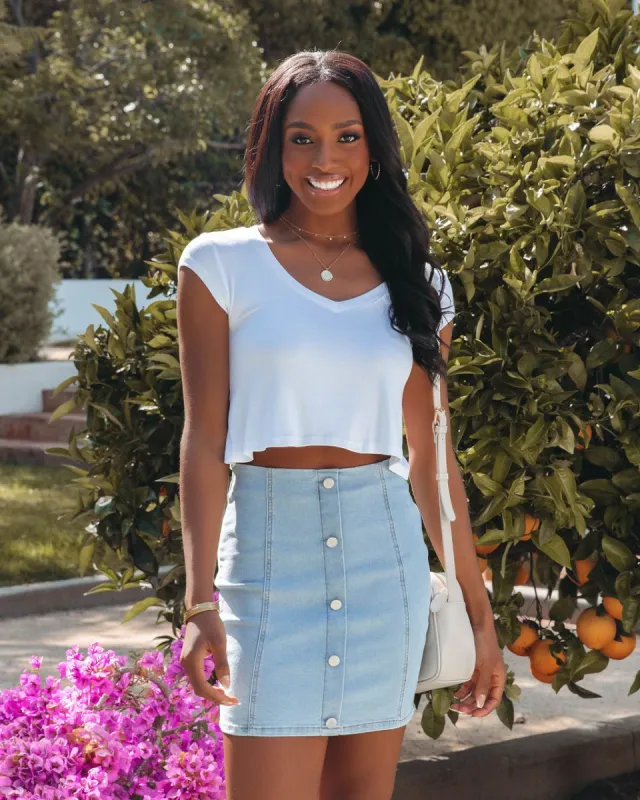 Haddie Denim Mini Skirt - FINAL SALE sold by Vici