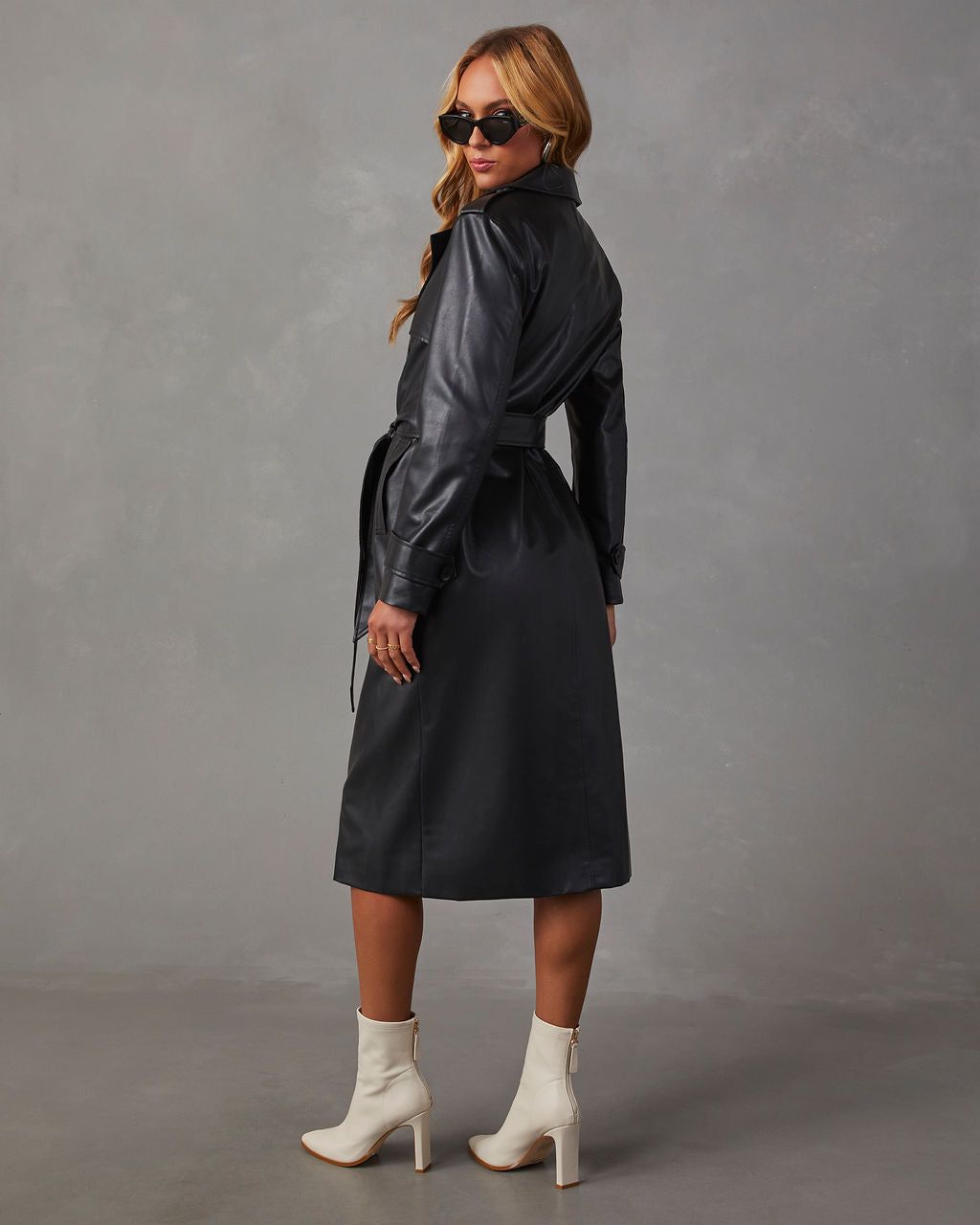 Constantine Faux Leather Trench Coat - Black sold by Vici product image thumbnail 4