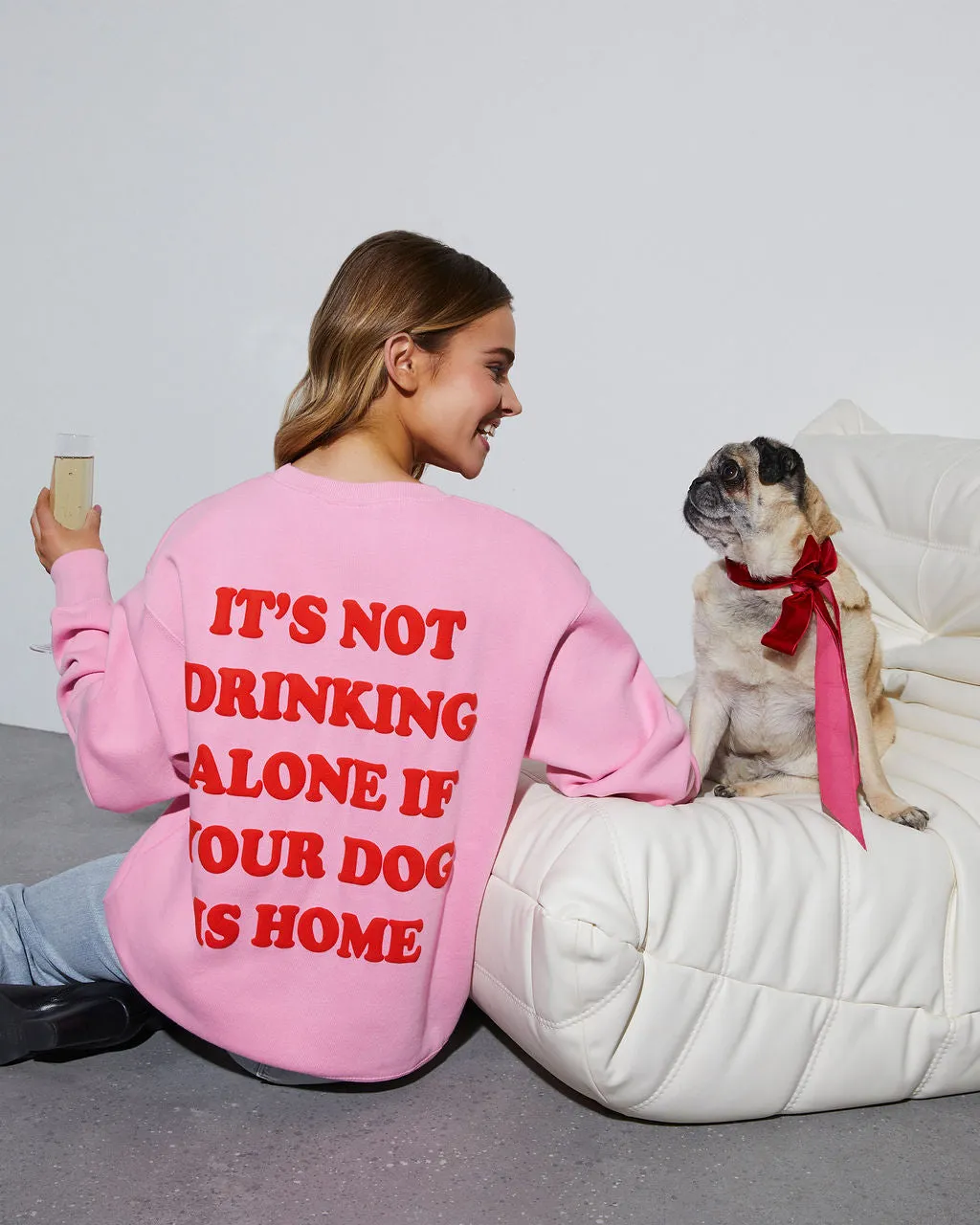 Drinks With My Dog Cotton Blend Sweatshirt sold by Vici