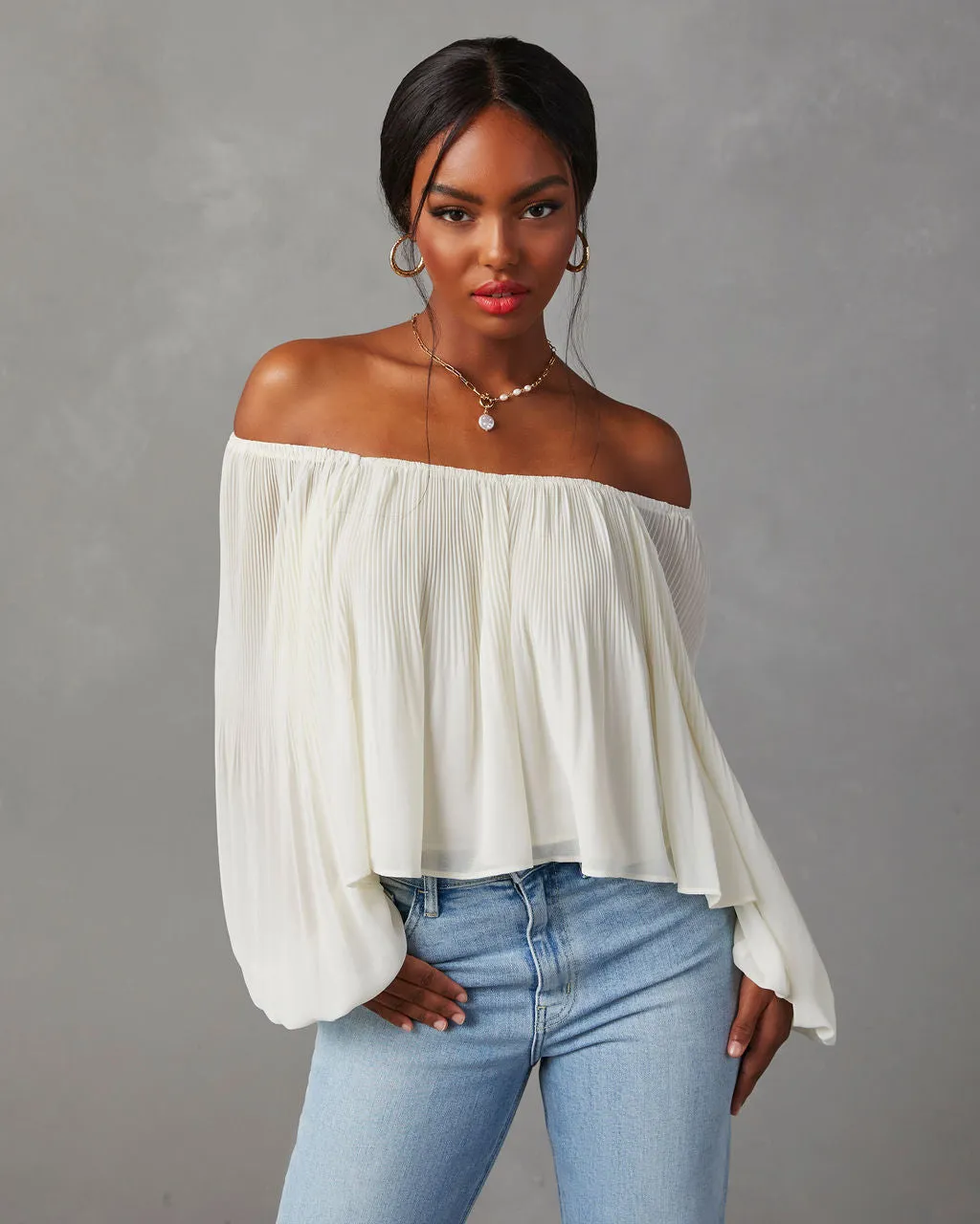 Dupree Plisse Top sold by Vici