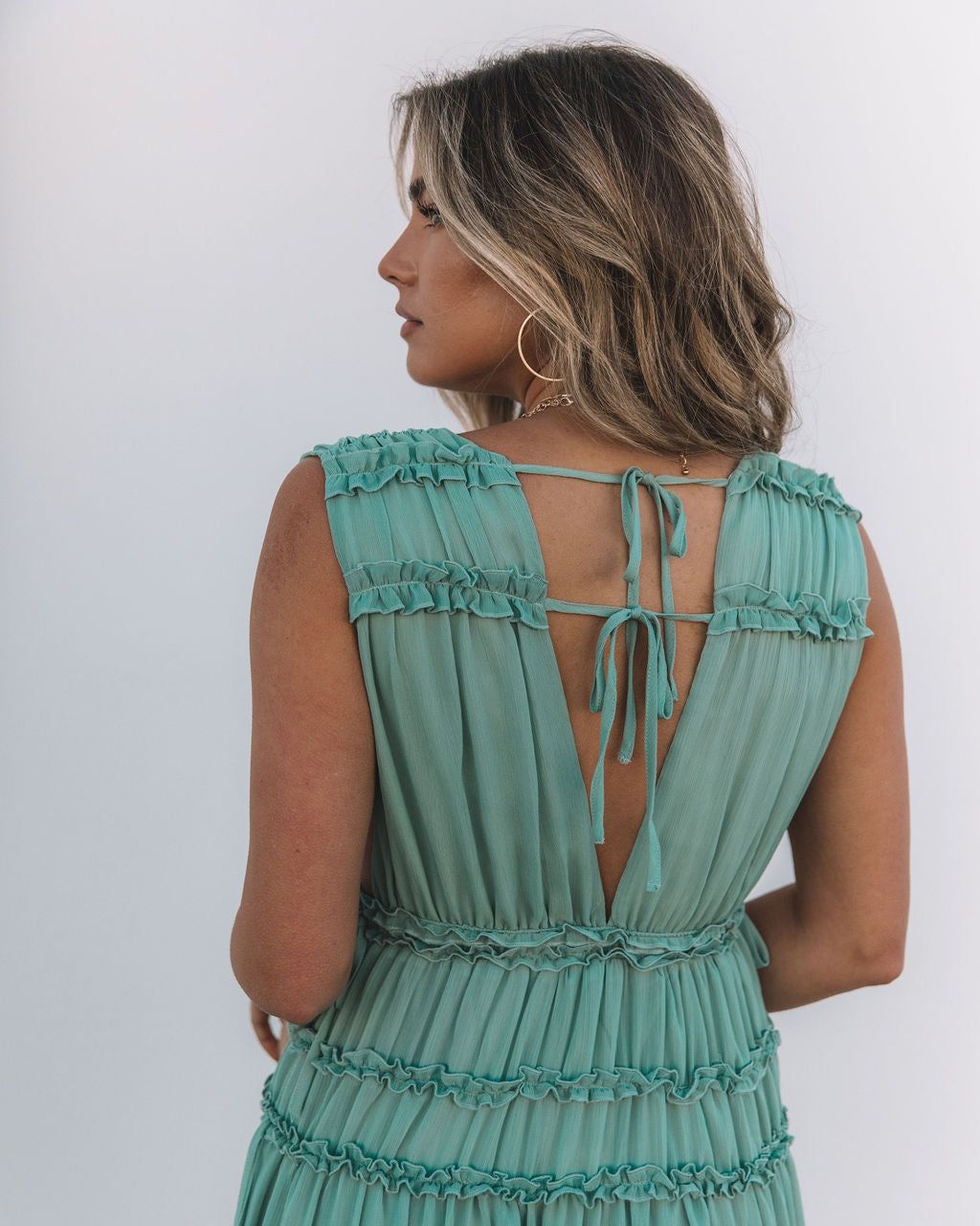 Dance On Air Ruffle Tiered Maxi Dress - Sage - FINAL SALE sold by Vici product image thumbnail 9
