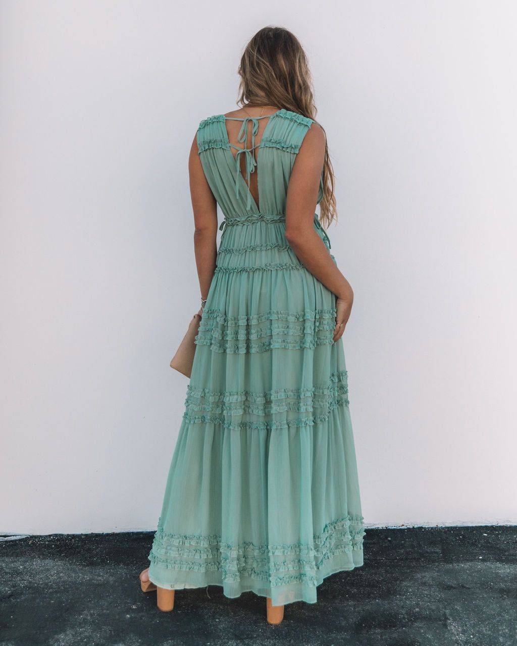 Dance On Air Ruffle Tiered Maxi Dress - Sage - FINAL SALE sold by Vici product image thumbnail 2