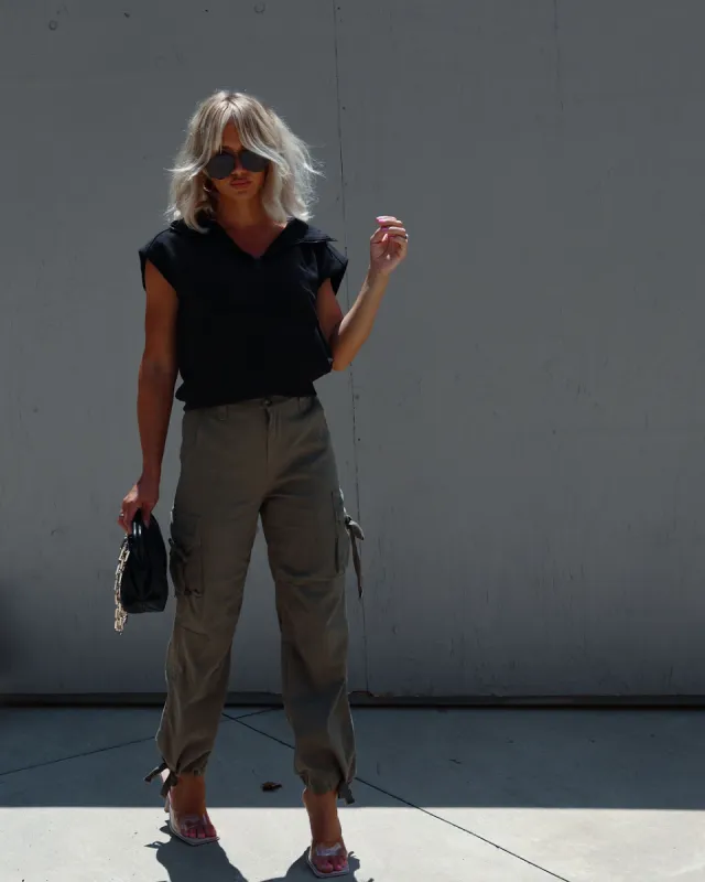 Never Give Up Cotton Cargo Pants sold by Vici