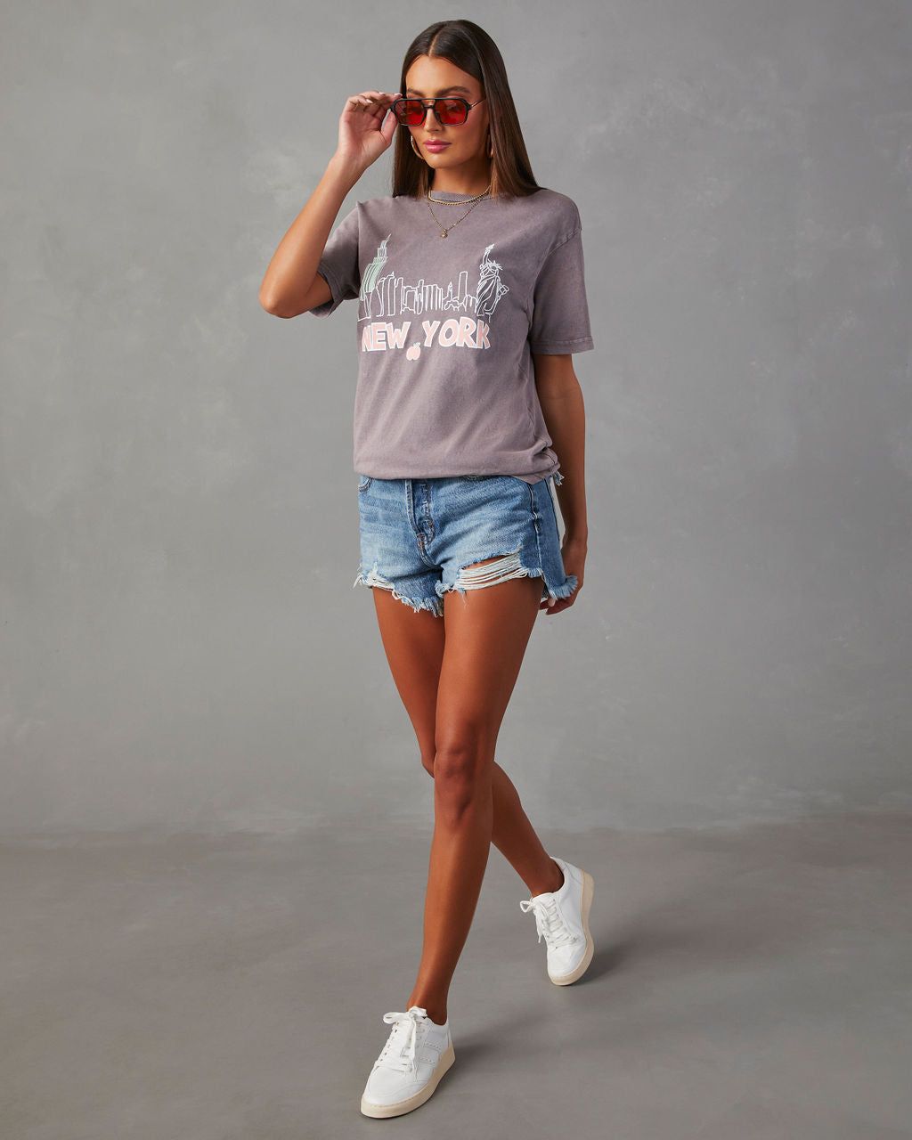 New York Skyline Cotton Tee - Charcoal - FINAL SALE sold by Vici product image thumbnail 6