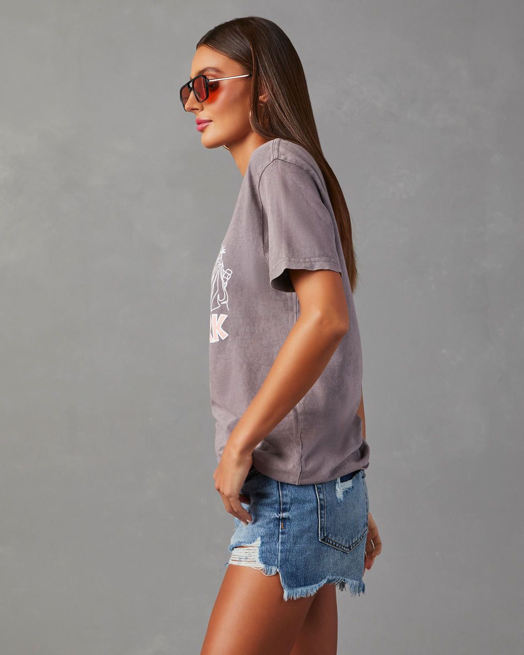 New York Skyline Cotton Tee - Charcoal - FINAL SALE sold by Vici product image thumbnail 4