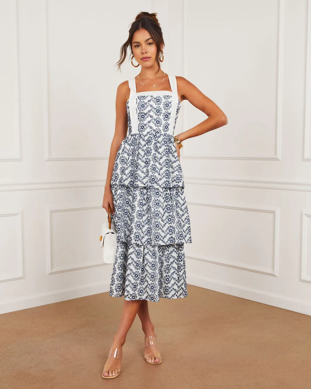Sparrow Cotton Eyelet Tiered Midi Dress sold by Vici product image thumbnail 2