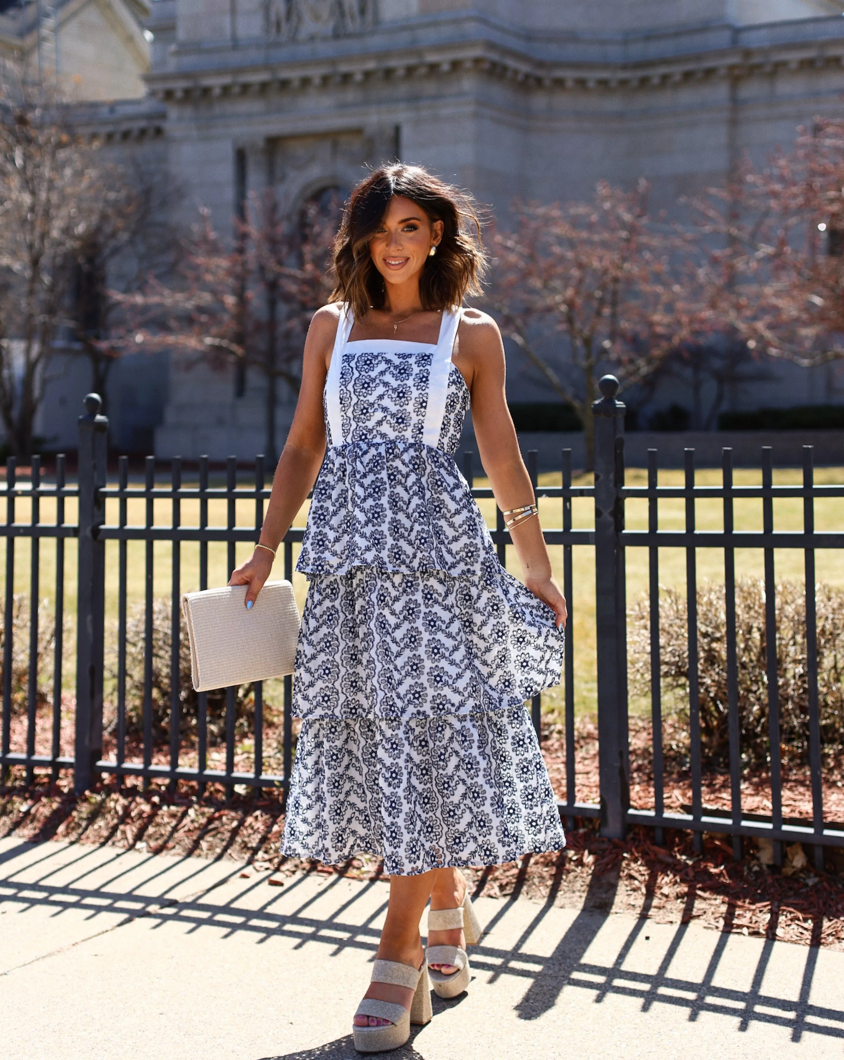 Sparrow Cotton Eyelet Tiered Midi Dress sold by Vici