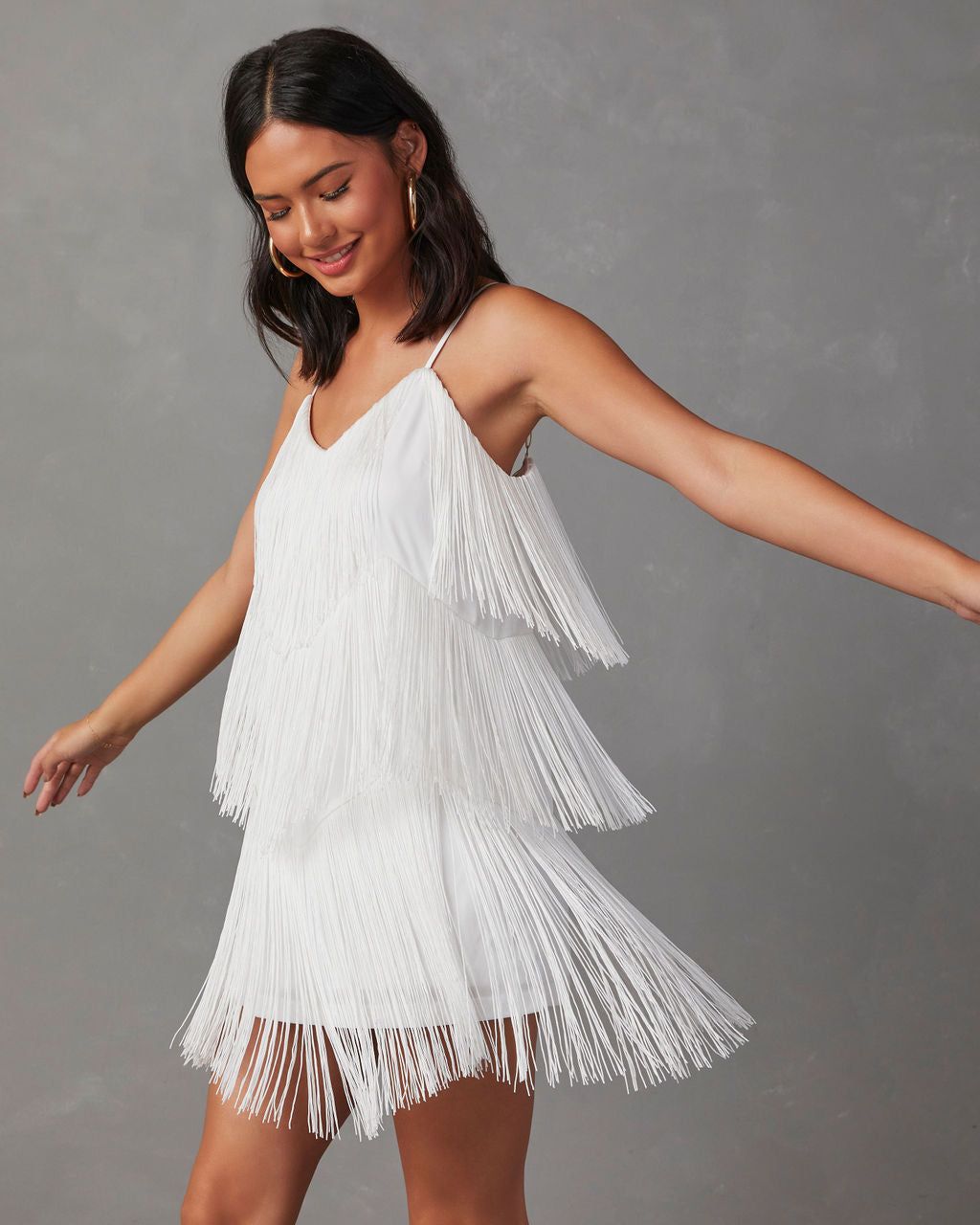 Rodeo Nights Fringe Mini Dress - White - SALE sold by Vici product image thumbnail 6