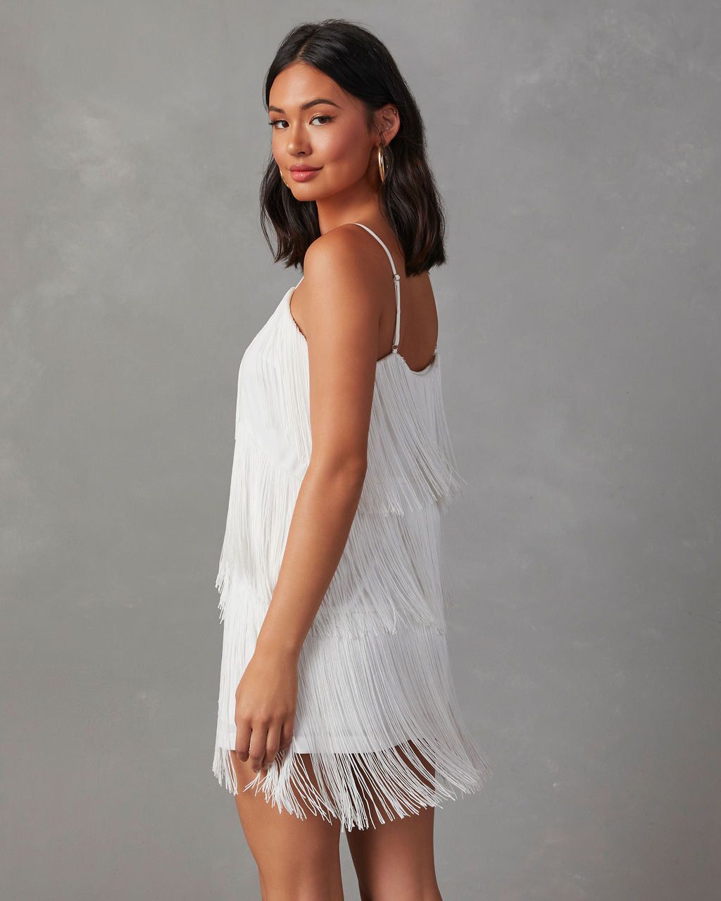Rodeo Nights Fringe Mini Dress - White - SALE sold by Vici product image thumbnail 4