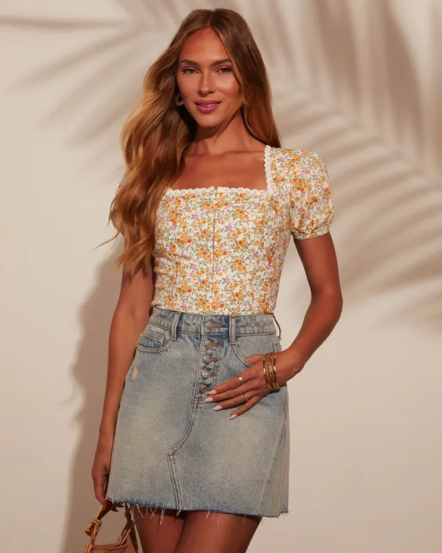 Lilah Floral Print Puff Sleeve Top sold by Vici