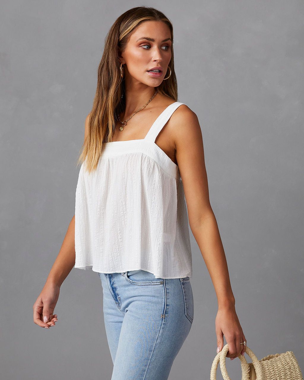 Eulalie Tie Back Tank - Off White - FINAL SALE sold by Vici product image thumbnail 4