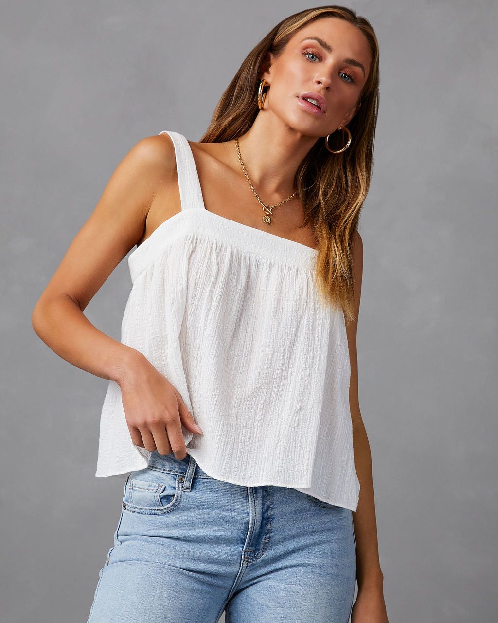Eulalie Tie Back Tank - Off White - FINAL SALE sold by Vici product image thumbnail 6