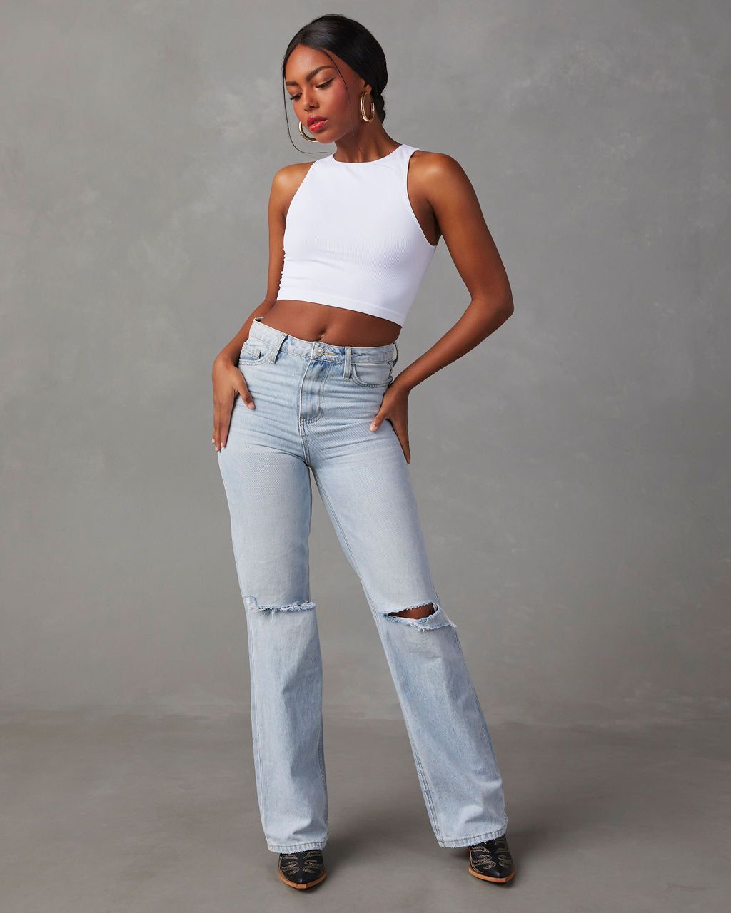 Kiki Knit Crop Top - White sold by Vici